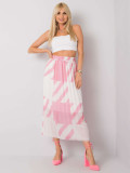 Pink Pleated Skirt with Print