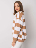 White-Camel Striped Sweatshirt Without Hood