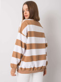 White-Camel Striped Sweatshirt Without Hood