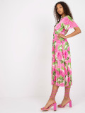 Pink Floral Midi Dress