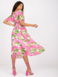 Pink Floral Midi Dress