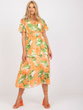 Floral Midi Dress in Orange