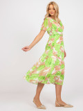 Floral Midi Dress in Light Green