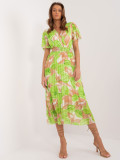 Floral Midi Dress in Light Green