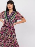 Flared Midi Dress with Floral Pattern