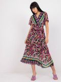 Flared Midi Dress with Floral Pattern