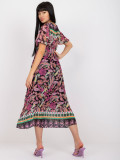 Flared Midi Dress with Floral Pattern