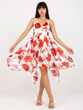 White-Red Floral Dress with Straps