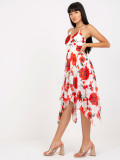 White-Red Floral Dress with Straps