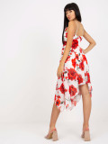 White-Red Floral Dress with Straps