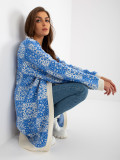 White-Blue Women's Cardigan with Pattern RUE PARIS
