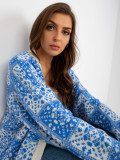 White-Blue Women's Cardigan with Pattern RUE PARIS