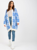 White-Blue Women's Cardigan with Pattern RUE PARIS