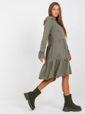 Khaki Flared Sweat Dress with Ruffle FRESH MADE