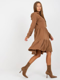 Brown Flared Hooded Dress FRESH MADE