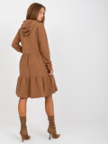 Brown Flared Hooded Dress FRESH MADE