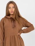 Brown Flared Hooded Dress FRESH MADE