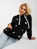 Black Fuzzy Hoodie with Polka Dots