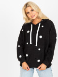 Black Fuzzy Hoodie with Polka Dots