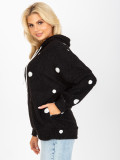 Black Fuzzy Hoodie with Polka Dots