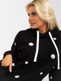 Black Fuzzy Hoodie with Polka Dots