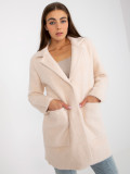 Light Pink Loose Alpaca Coat with Pockets