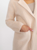 Light Pink Loose Alpaca Coat with Pockets