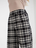 Black Women's Culottes with Checkered Pattern