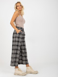 Black Women's Culottes with Checkered Pattern
