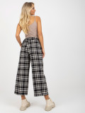 Black Women's Culottes with Checkered Pattern