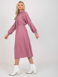 Pink Flared Sweat Dress with Buttons