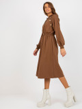 Brown Flared Hooded Dress