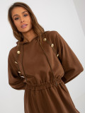 Brown Flared Hooded Dress