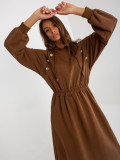 Brown Flared Hooded Dress