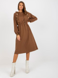 Brown Flared Hooded Dress