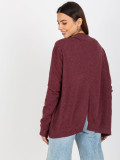 Burgundy Short Asymmetrical Cardigan Without Closure