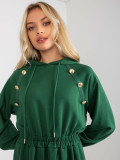 Dark Green Flared Hoodie Dress