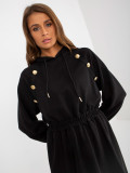 Black Flared Hoodie Dress