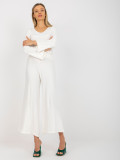 Ecru Wide Knit Pants with High Waist
