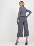 Dark Gray Wide Knit Pants with Elastic Waist