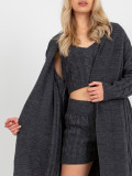 Dark Gray Three-Piece Knit Set with Cardigan