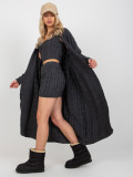 Dark Gray Three-Piece Knit Set with Cardigan