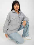 Gray Warm Women's Shirt with Pockets