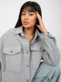 Gray Warm Women's Shirt with Pockets