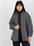 Dark Gray Warm Women's Shirt with Long Sleeves
