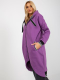 Purple Long Women's Hoodie with Drawstrings