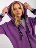 Purple Long Women's Hoodie with Drawstrings