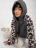 Dark Gray Hoodie with Sleeve Print