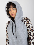Gray Hoodie with Print on Sleeves by Michaela
