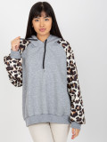 Gray Hoodie with Print on Sleeves by Michaela